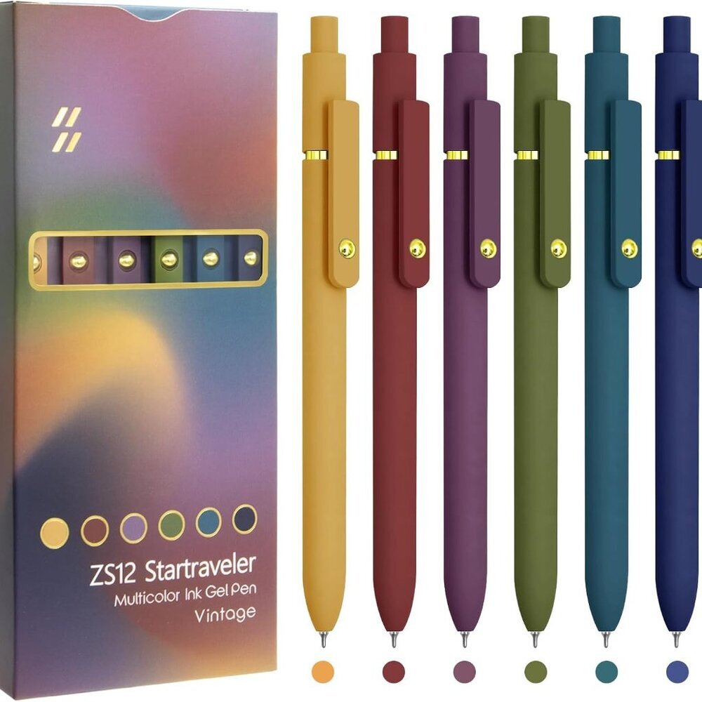 Colorful Pens, 6 Pcs Colored Pens Fine Point Smooth Writing Pen, 0.5mm Colored I
